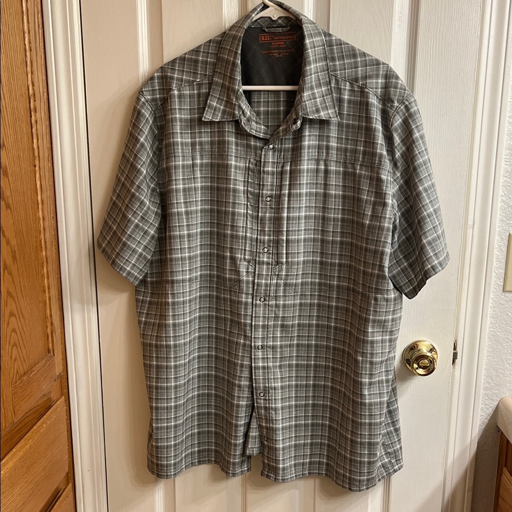 5.11 Tactical Men's Gray Checkered Button Down Shirt